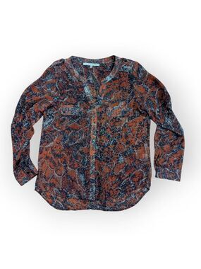 Collective Concepts Blouse Orange Blue Patterned Medium